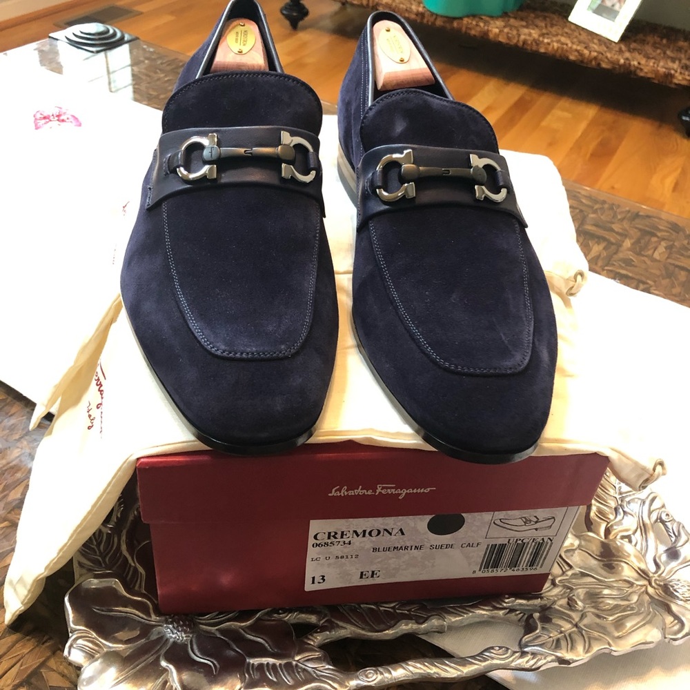 Salvatore Ferragamo Blue Loafers 13EE NEW